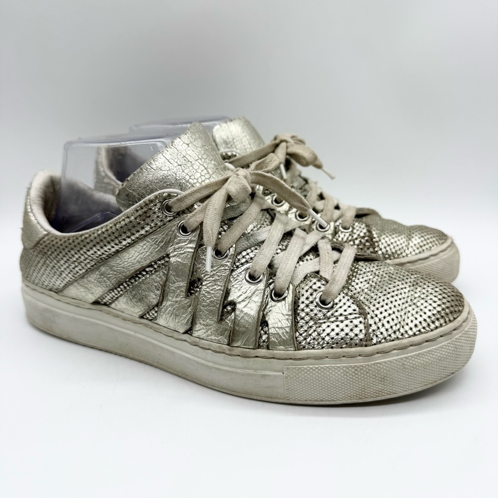 PS821 Alpha Tongue Cutout Leather Luxury Sneakers Silver Size‎ 38 Streetwear